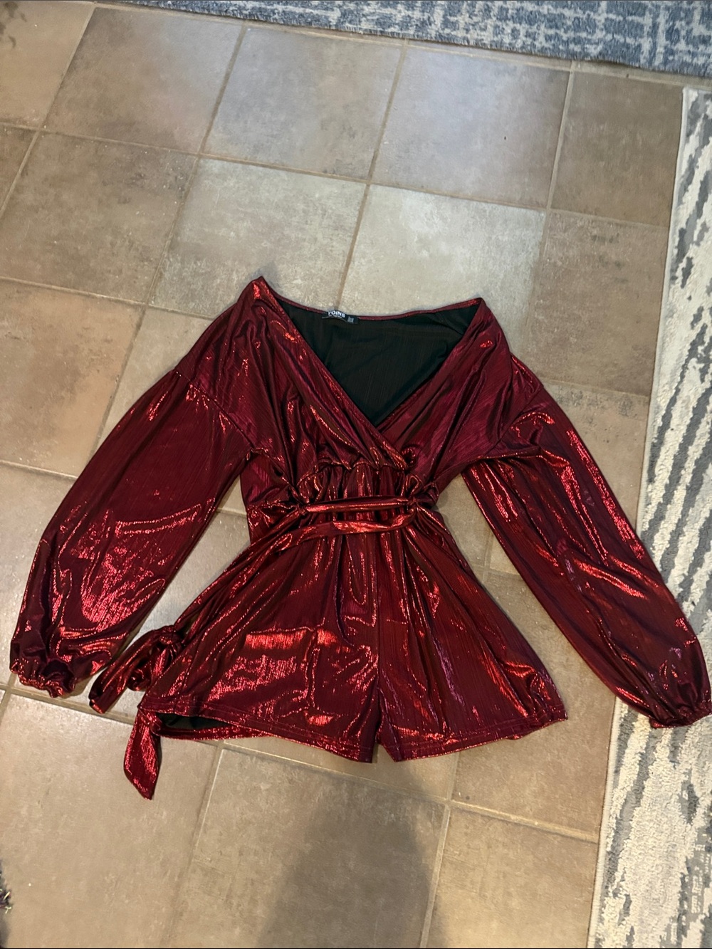 Women's Shimmery Red Wrap Jacket